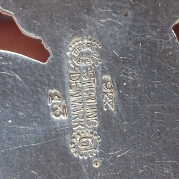 Georg Jensen Older 1920s Hallmark Oval Floral Sterling Brooch #13 Denmark 18.4g - Picture 5 of 6